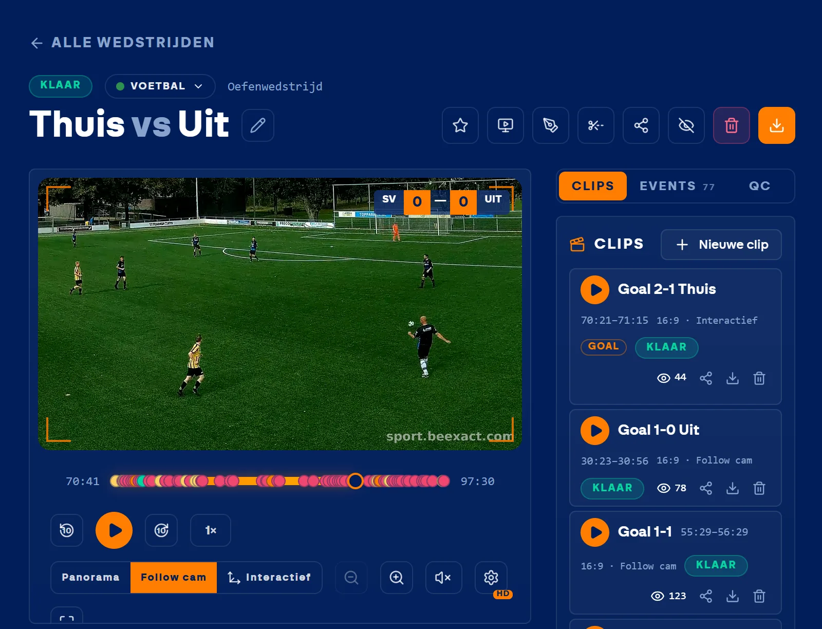 Een wedstrijd op het platform met de clips